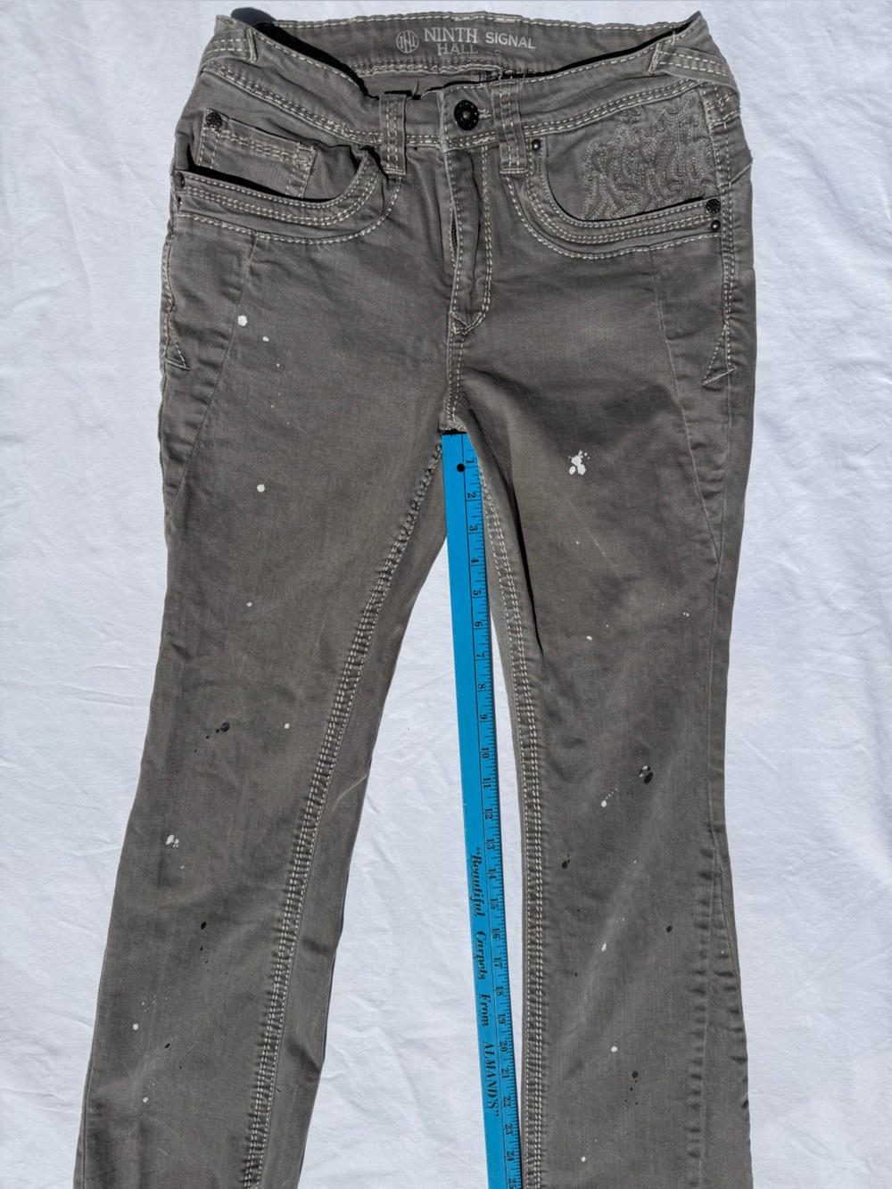Ninth Hall Signal Men's Jeans 32 Gray Slim Straight Paint Splatter Denim